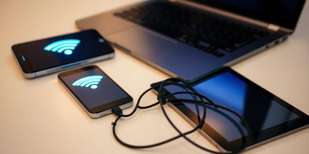 Disconnected device icons with a Wi-Fi signal.